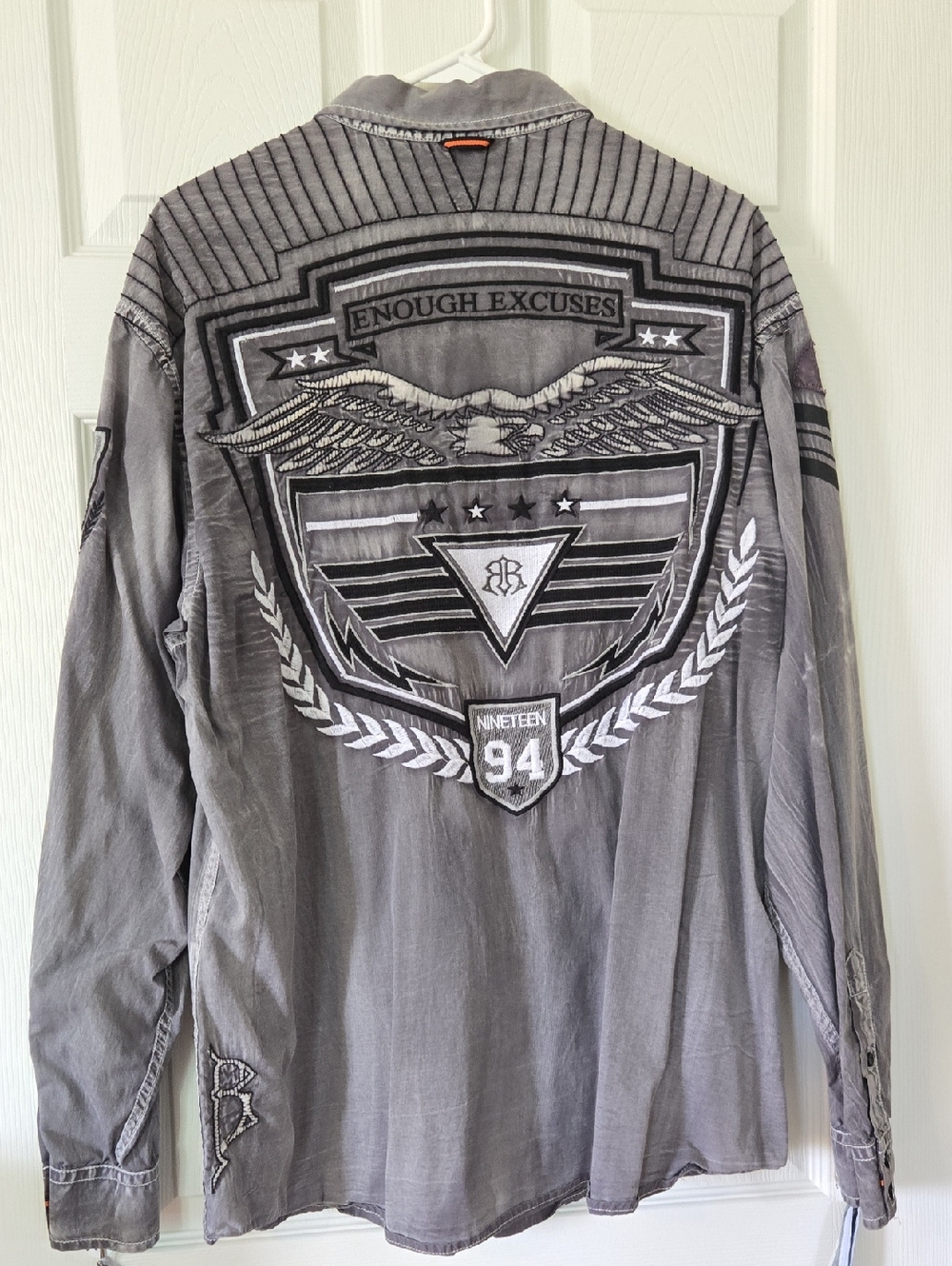 Roar Gray Shirt with Blue Logo Patch and Orange Trim